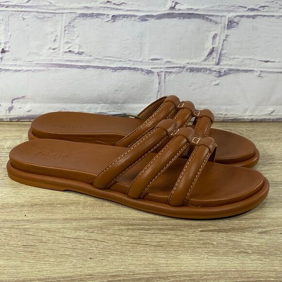 OluKai Shoes - Olukai Tiare Slide Fox Brown Leather Sandals Women's Size 9 NEW